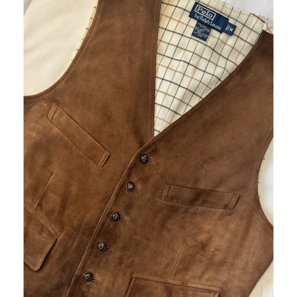 Polo by Ralph Lauren Men’s Suede Vest, Size Medium, Brown, Excellent Condition - Picture 2 of 9
